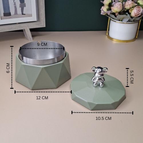 CORALTREE CORAL TREE Stainless Steel & Plastic Base Portable Ashtray Spinning Lid Modern Tabletop Ashtray With Non Slip Stronger Base for Home Office Indoor or Outdoor for Men & Women (Olive Green) - Image 3