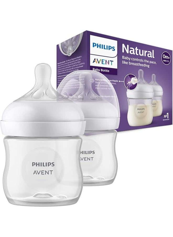 Philips Avent Natural Response Baby Feeding Bottles – 2 x 125ml – Newborn Friendly, BPA-Free, Smooth Feeding