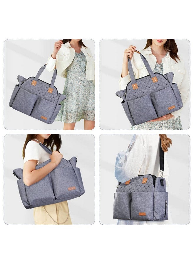 Lekebaby Lekebaby Diaper Bag Tote, Large Diaper Bags Waterproof,Large Mommy Bag for Hospital, Baby Bags for Mom Travel Diaper Tote Messenger Purse,Grey  - Image 1