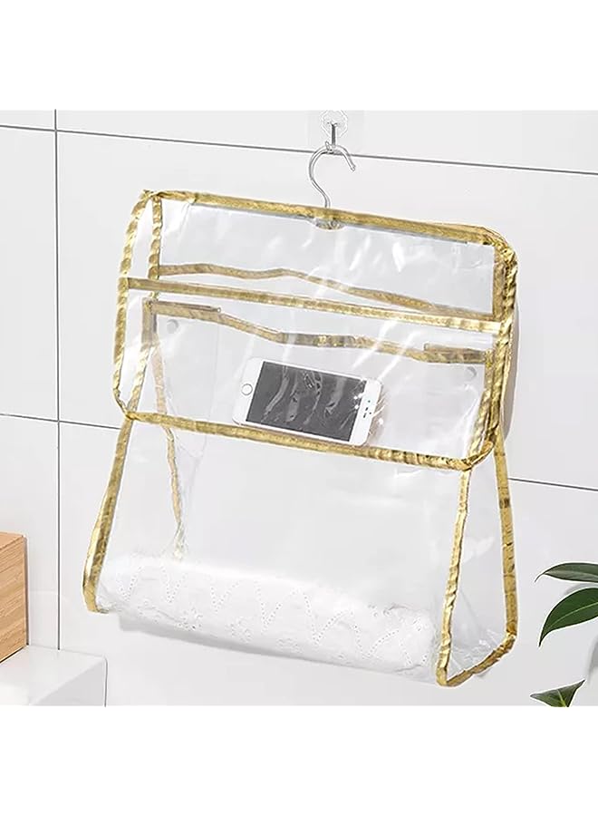 Raxoom Hanging Clothes Organizer Bathroom Waterproof Towel Modern Storage Bag Dustproof Moisture proof Wall Mounted Bag For Mobile Phone, Foldable Gold - Image 1