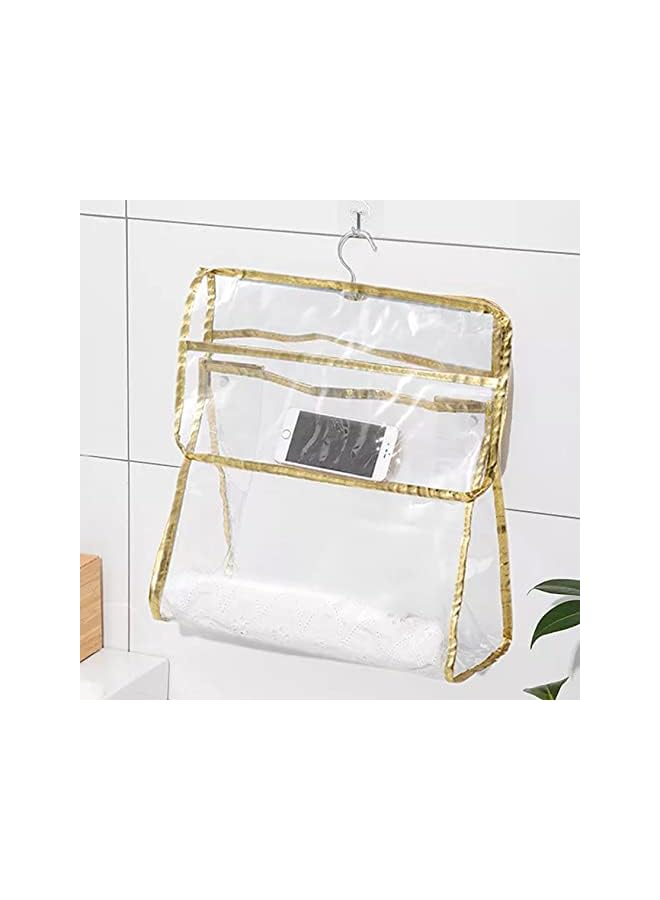 Raxoom Hanging Clothes Organizer Bathroom Waterproof Towel Modern Storage Bag Dustproof Moisture proof Wall Mounted Bag For Mobile Phone, Foldable Gold - Image 2