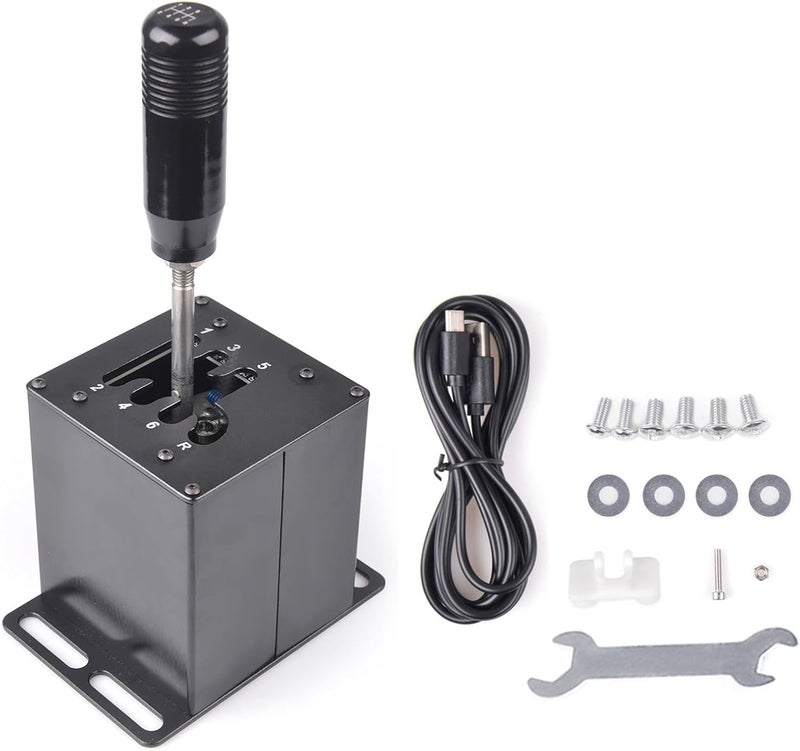 CNRAQR محول ناقل الحركة المحاكي من نوع USB للكمبيوتر الشخصي 6+R H Gear Shifter المتوافق مع عجلات القيادة Logitech G29/G27/G25/G920 و T300RS/GT، والمتوافق مع ناقل الحركة لنظام Windows للكمبيوتر الشخصي لألعاب المحاكاة مثل ATS و ETS و Dirt و WRC. - Image 1