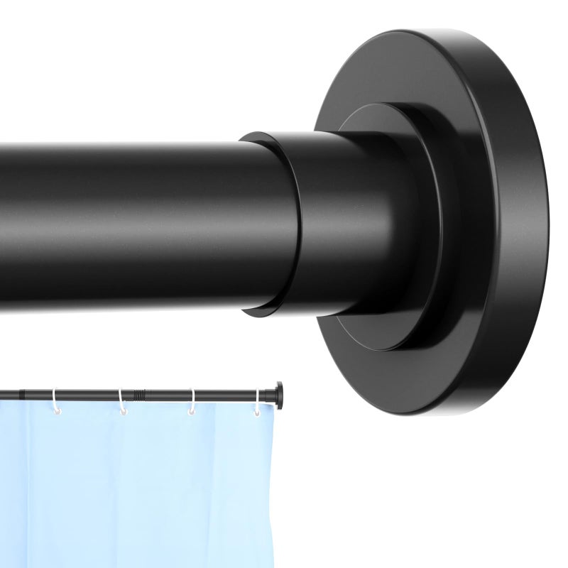 CorkLatta Black Shower Curtain Rod 31 to 92 Inch,1 Inch Diameter Adjustable Spring Tension Stainless Steel Telescoping Rod,Easy Install,No Rust - Image 1
