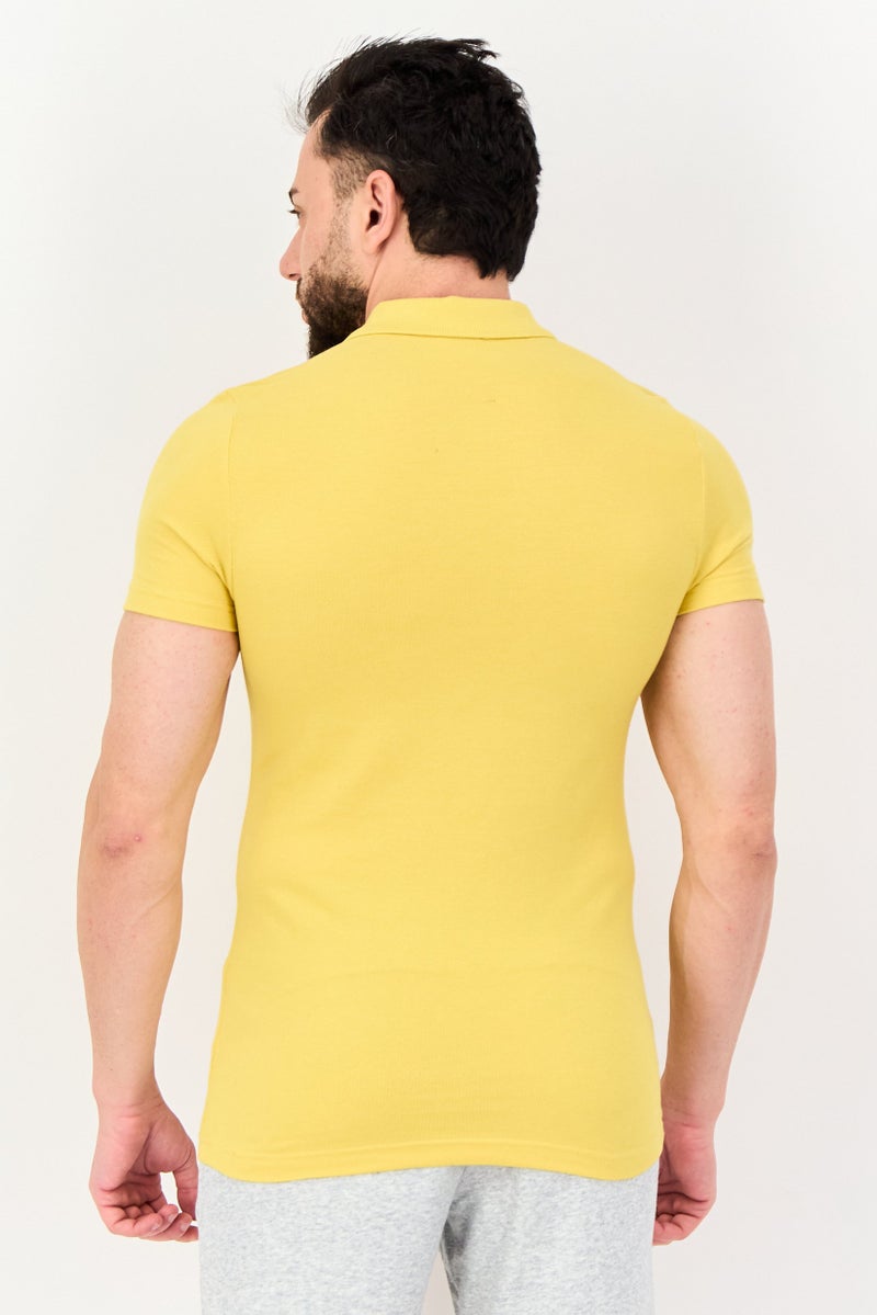 PUMA Men Sportswear Fit Short Sleeve Outdoor Polo Shirt, Yellow - Image 3