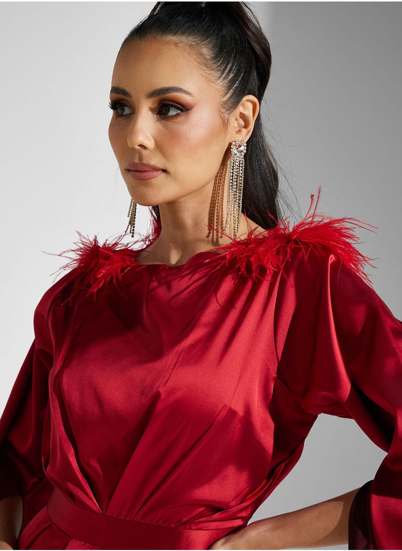 Golden Apple - Fur Shoulder Detail Dress - Image 1