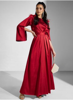 Fur Shoulder Detail Dress