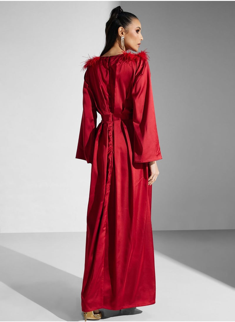 Golden Apple - Fur Shoulder Detail Dress - Image 1