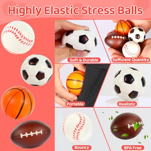 LiYiQ 28Pcs Valentines Day Gifts Cards with Basketball Soccer Football Baseball Stress Ball 236 Inch Sports Stress Balls Foam Bouncy Balls Ideal Valentine Gifts Classroom Exchange - Image 5