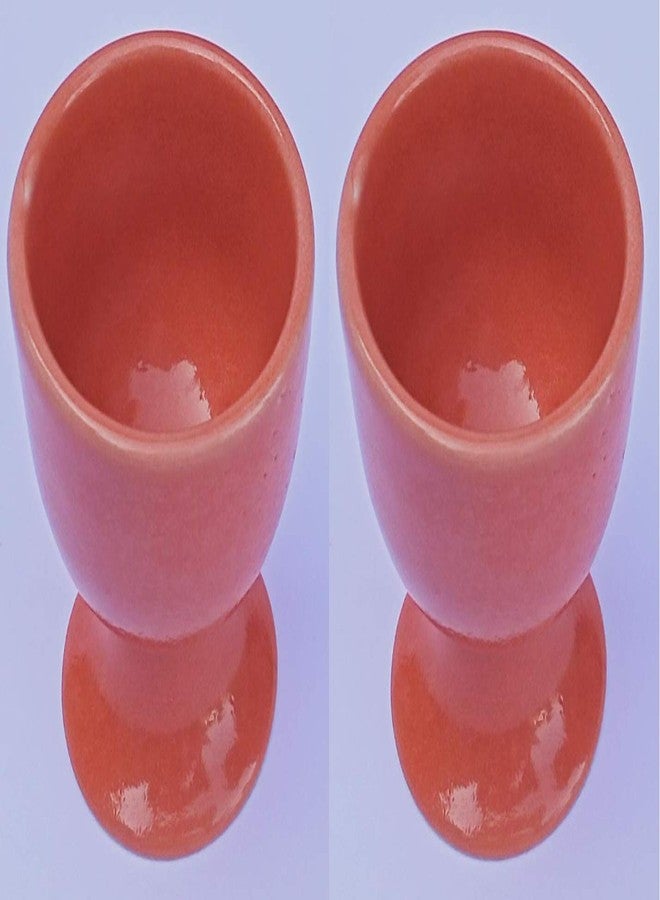 WHOLELIFEOBJECTS Soft Boiled Egg Holder | Ceramic Egg Cup Set | Ceramic Egg Holder Pottery Housewarming Gift Set of 2 (Orange) - Image 1