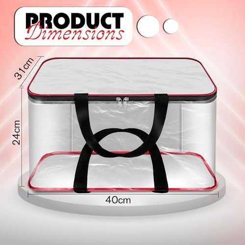 SNDIA 4 Pack Nylon 33 L PVC Transparent Clothes storage Bags/Saree Covers with Zip for Storage Specially Design for Woman Dresses,Sarees,Lehngas for Wardrobe Organizer(Redblack, 40 x 31x 24 cm) - Image 2