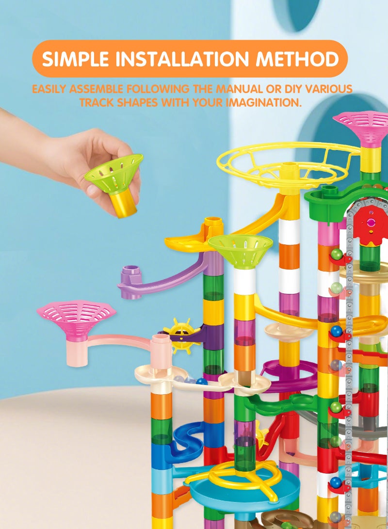 لعبة مسار المتاهة المكونة من 236 قطعة، لعبة بلوكات ثلاثية الأبعاد، لعبة تعليمية من نوع STEM، مجهزة بمصعد كهربائي، للبنين والبنات من عمر 3 سنوات فما فوق. - Image 3