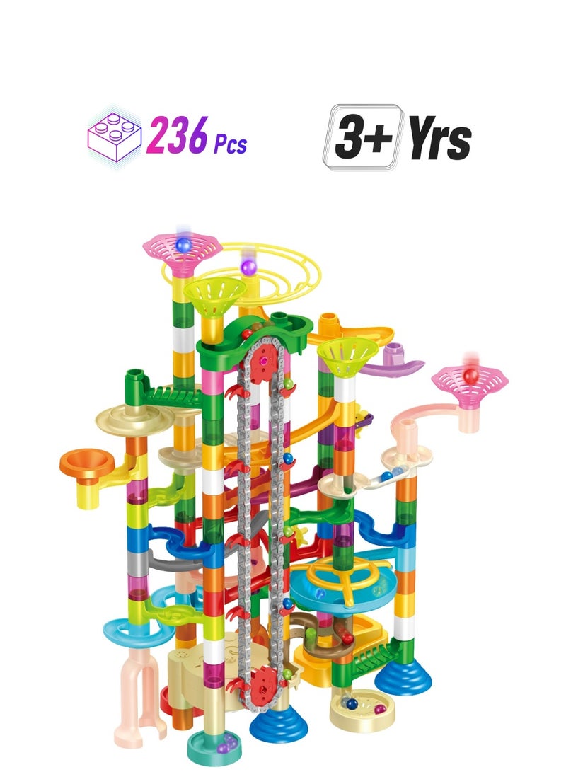 لعبة مسار المتاهة المكونة من 236 قطعة، لعبة بلوكات ثلاثية الأبعاد، لعبة تعليمية من نوع STEM، مجهزة بمصعد كهربائي، للبنين والبنات من عمر 3 سنوات فما فوق. - Image 1