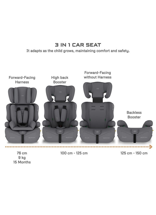 neobreez I-Elek 3 In 1 Universal Children‘S I-Size Toddler Car Seat, Ece R129, Group 1/2/3, High Back Booster Seat, Adjustable Headrest, 3-Point Safety Belt, 5 Point Harness  (9-36 Kg, 76-150 Cm, 15M To 12Yrs)  - Image 5