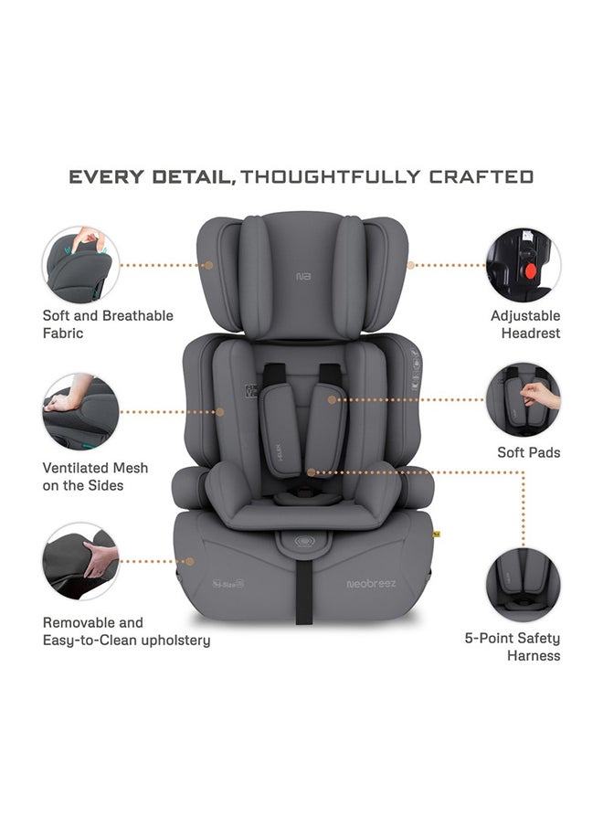 neobreez I-Elek 3 In 1 Universal Children‘S I-Size Toddler Car Seat, Ece R129, Group 1/2/3, High Back Booster Seat, Adjustable Headrest, 3-Point Safety Belt, 5 Point Harness  (9-36 Kg, 76-150 Cm, 15M To 12Yrs)  - Image 4
