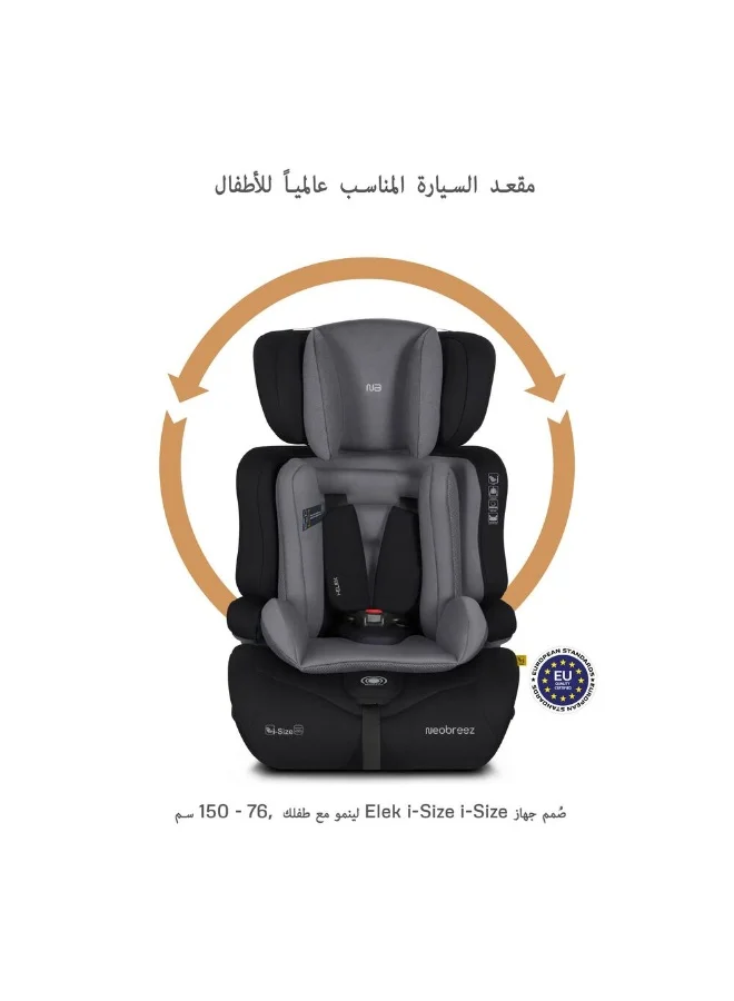 neobreez I-ELEK Universal Baby/Kids/Child/Toddler Safety 3-In-1 Car Seat, I-Size, ECER129, High Back Booster Car Seat,  Adjustable Headrest,  3-Point Safety Belt, 5 Point Harness, 9-36 Kg, 15m-12Yrs, Group 1/2/3