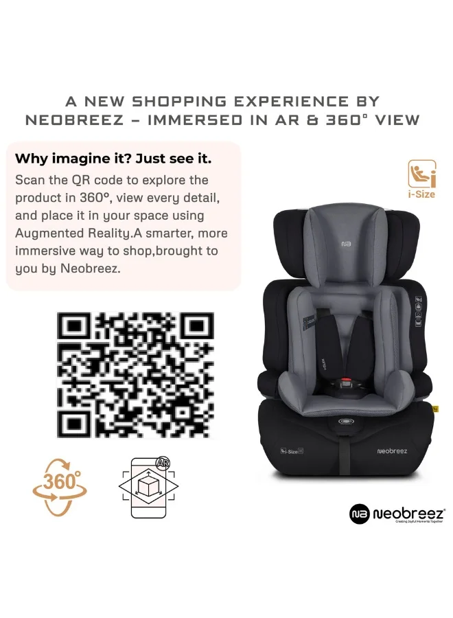 neobreez I-ELEK Universal Baby/Kids/Child/Toddler Safety 3-In-1 Car Seat, I-Size, ECER129, High Back Booster Car Seat,  Adjustable Headrest,  3-Point Safety Belt, 5 Point Harness, 9-36 Kg, 15m-12Yrs, Group 1/2/3