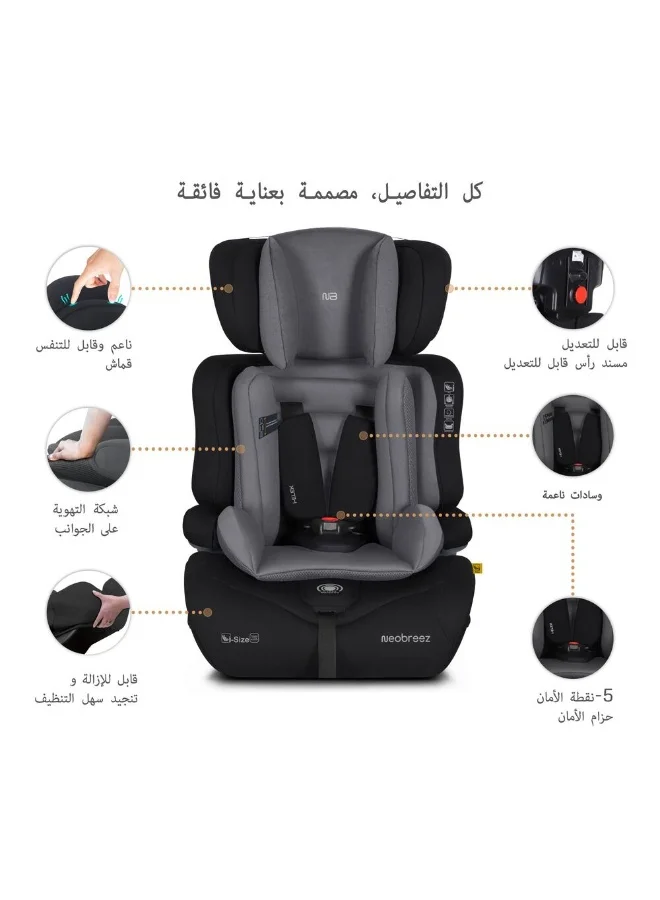neobreez I-ELEK Universal Baby/Kids/Child/Toddler Safety 3-In-1 Car Seat, I-Size, ECER129, High Back Booster Car Seat,  Adjustable Headrest,  3-Point Safety Belt, 5 Point Harness, 9-36 Kg, 15m-12Yrs, Group 1/2/3