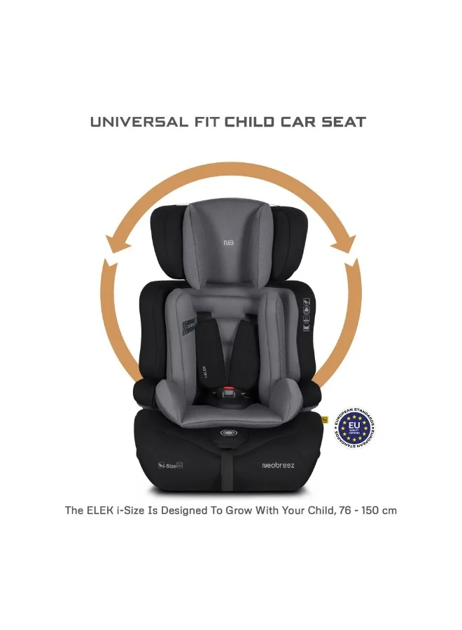 neobreez I-ELEK Universal Baby/Kids/Child/Toddler Safety 3-In-1 Car Seat, I-Size, ECER129, High Back Booster Car Seat,  Adjustable Headrest,  3-Point Safety Belt, 5 Point Harness, 9-36 Kg, 15m-12Yrs, Group 1/2/3
