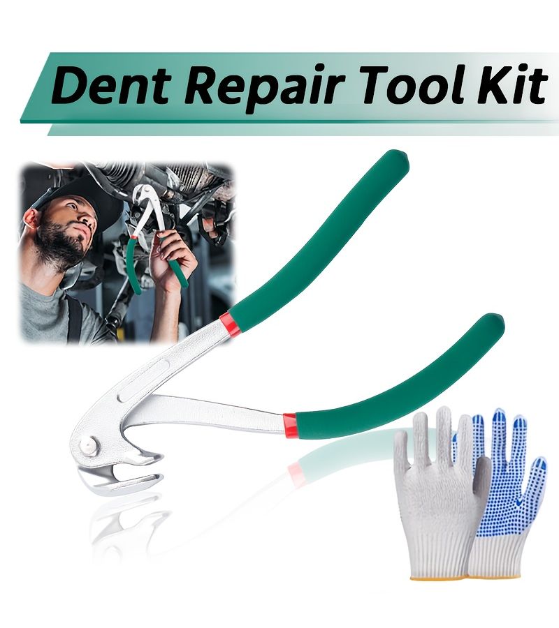 1 Set Car Paintless Dent Repair Kit with Pair of Gloves Door Fender Panel Crimp Ergonomic Pliers Autobody Restoration Tools for Vehicle Body Repair DIY - Image 1