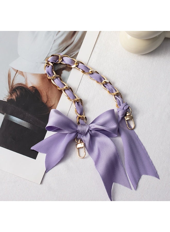 NIBEMINENT Beaded Phone Lanyard, Anti Lost Removable Wrist Strap, Bowknot Bracelet Pendant, Phone Keychain Lanyard,Purple