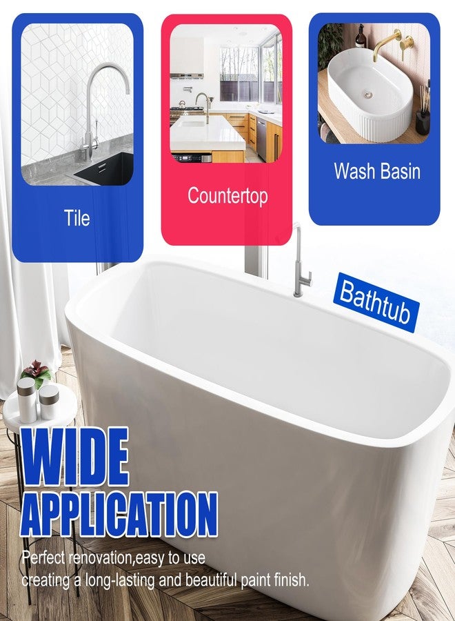 Limino Tub and Tile Refinishing Kit - 35oz Semi-Gloss White Tile Paint with Tools for Bathtub Sink Countertop for Bathroom Kitchen, Bathtub Paint for Ceramic, Porcelain Fiberglass, Low Odor, 50-60 sq.ft - Image 5