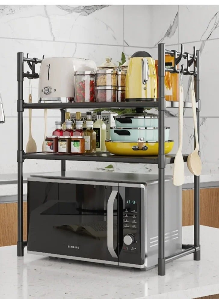 Cozy Nest 3-Tier Over the Microwave Kitchen Rack – Space-Saving Counter Organizer with 4 Double Hooks – No Screws – Easy Assembly – Water-Resistant – 77 cm Height – Ideal for Air Fryers, Coffee Machines, and More - Image 1