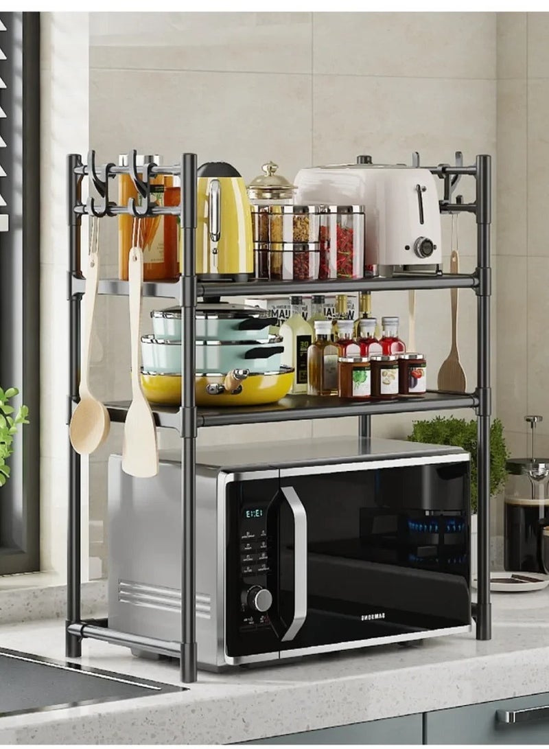 Cozy Nest 3-Tier Over the Microwave Kitchen Rack – Space-Saving Counter Organizer with 4 Double Hooks – No Screws – Easy Assembly – Water-Resistant – 77 cm Height – Ideal for Air Fryers, Coffee Machines, and More - Image 3