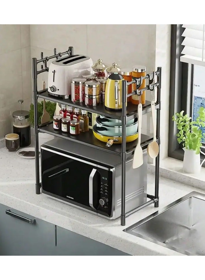 Cozy Nest 3-Tier Over the Microwave Kitchen Rack – Space-Saving Counter Organizer with 4 Double Hooks – No Screws – Easy Assembly – Water-Resistant – 77 cm Height – Ideal for Air Fryers, Coffee Machines, and More - Image 2