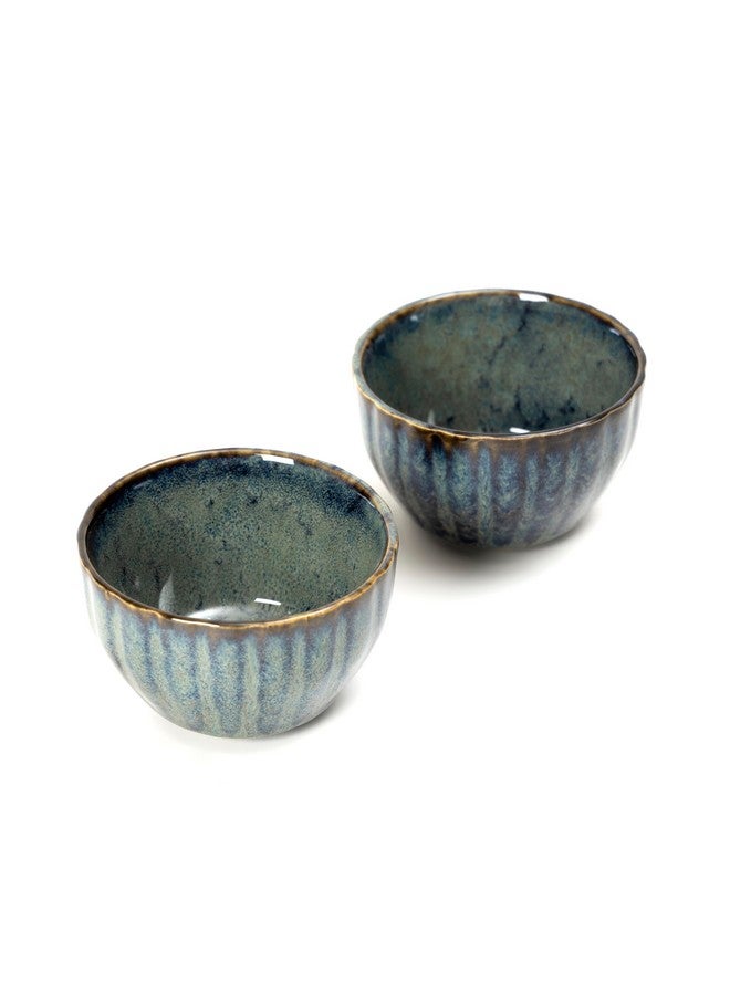 Beyond Homes Ceramic Serving Bowl Small, 200ml, Set of 4, Blue Brown | Glossy Finish | Ceramic Dinnerware Bowl/Katori for Dal, Curries, Chutney, Desserts, Snacks | Microwave Safe; (4, Blue Brown) - Image 5