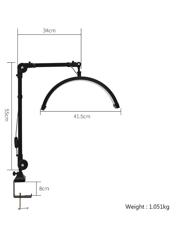 JCB CHIC Half Moon Nail Lamp, Swing Arm LED Table Lamp Brightness Adjustable for Manicure, Tattoo, Lash Eyelash Extension, Beauty Foldable Half Moon Light for Nail Desk, GL058 (Black) - Image 2
