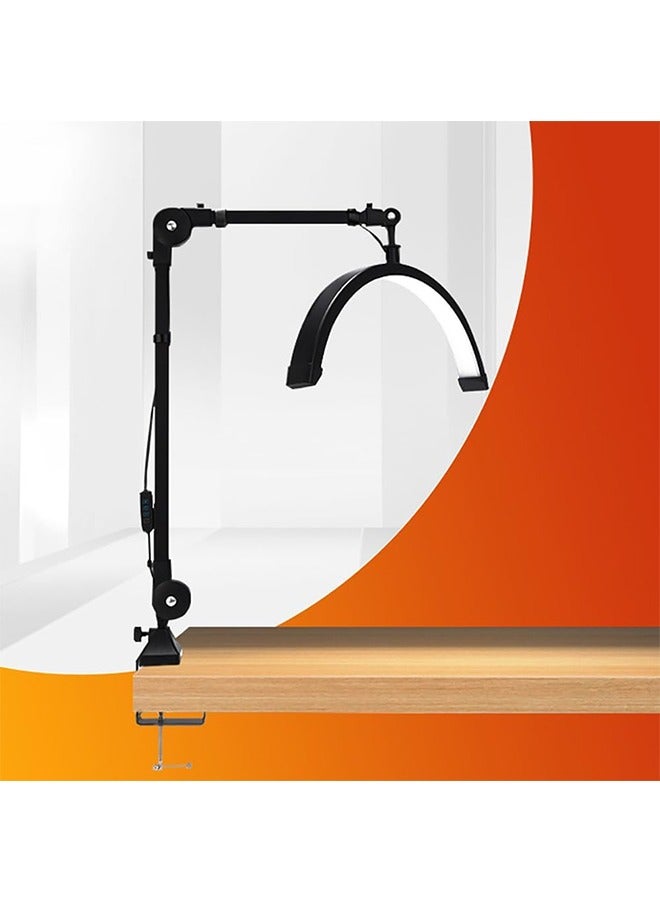 JCB CHIC Half Moon Nail Lamp, Swing Arm LED Table Lamp Brightness Adjustable for Manicure, Tattoo, Lash Eyelash Extension, Beauty Foldable Half Moon Light for Nail Desk, GL058 (Black) - Image 1