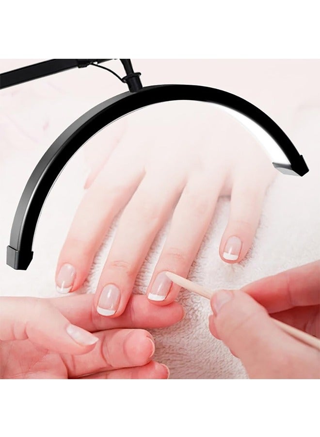 JCB CHIC Half Moon Nail Lamp, Swing Arm LED Table Lamp Brightness Adjustable for Manicure, Tattoo, Lash Eyelash Extension, Beauty Foldable Half Moon Light for Nail Desk, GL058 (Black) - Image 3