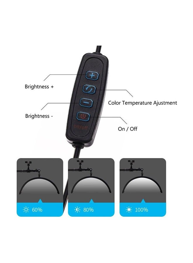 JCB CHIC Half Moon Nail Lamp, Swing Arm LED Table Lamp Brightness Adjustable for Manicure, Tattoo, Lash Eyelash Extension, Beauty Foldable Half Moon Light for Nail Desk, GL058 (Black) - Image 5