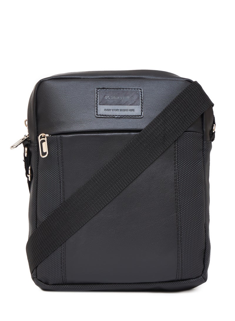 STORYTELLER Neptune Vegan Leather Crossbody Sling Bag Casual Daypack for Business and Casual Travel Black - Image 1