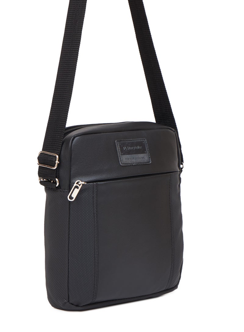 STORYTELLER Neptune Vegan Leather Crossbody Sling Bag Casual Daypack for Business and Casual Travel Black - Image 2