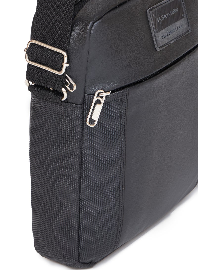 STORYTELLER Neptune Vegan Leather Crossbody Sling Bag Casual Daypack for Business and Casual Travel Black - Image 3