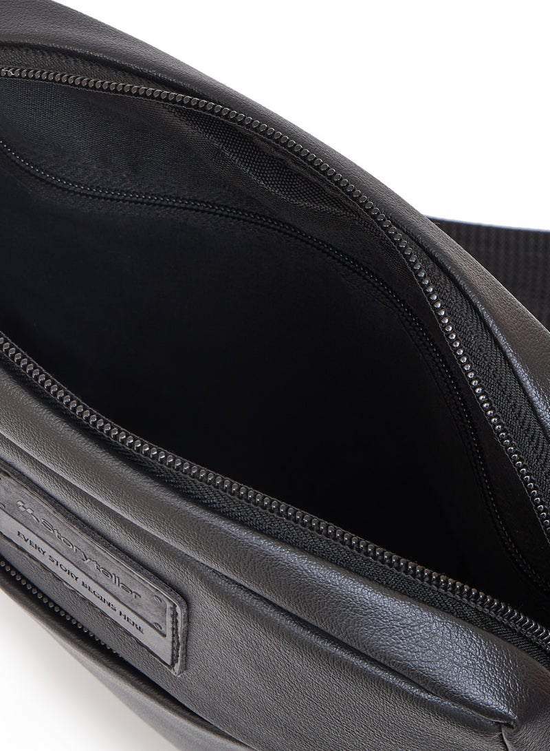 STORYTELLER Neptune Vegan Leather Crossbody Sling Bag Casual Daypack for Business and Casual Travel Black - Image 5