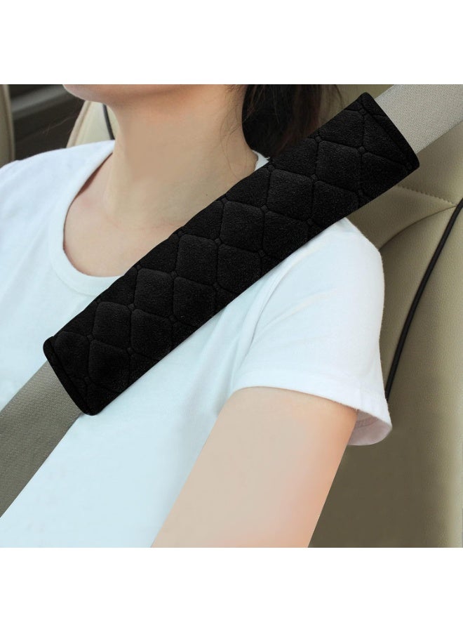 Soft Auto Seat Belt Cover Seatbelt Shoulder Pad 2 PCS for a More Comfortable Driving Compatible with All Cars and Backpack Black - Image 1