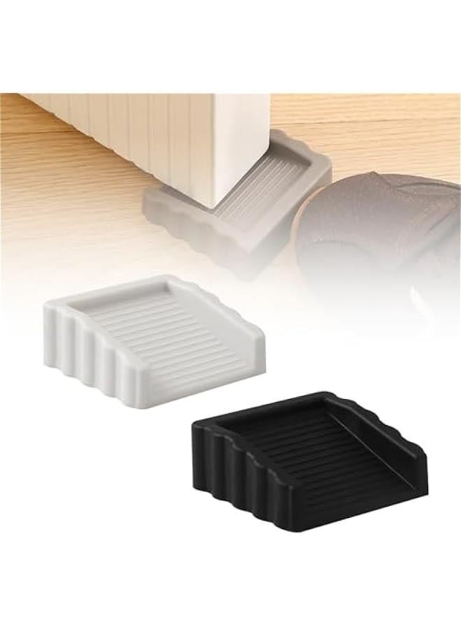 Rubber Door Stoppers Wedge,Bidirectional Door Stops,Small Size Cube Doorstop,Doors Stops for Door (Black+White)  - Image 1