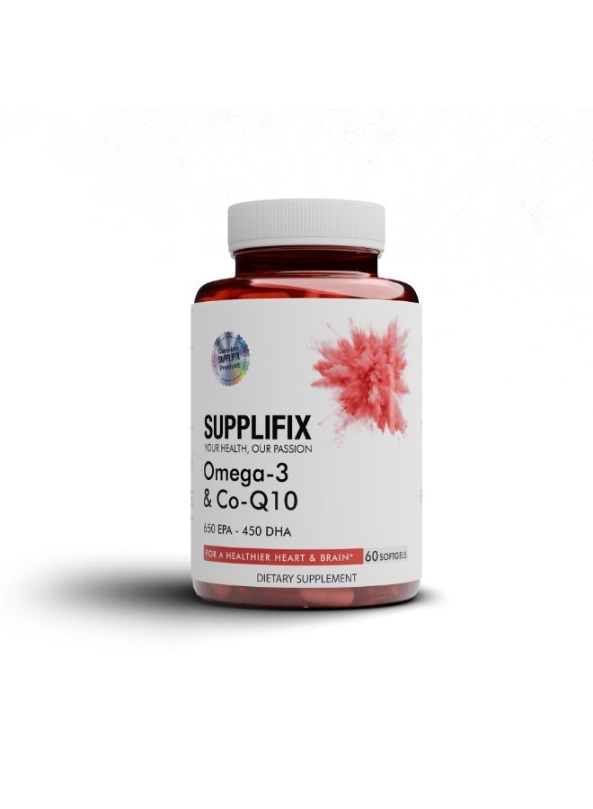 Supplifix Omega 3 & CoQ10 for Heart, Brain & Energy Support, 60 Softgels - Image 1