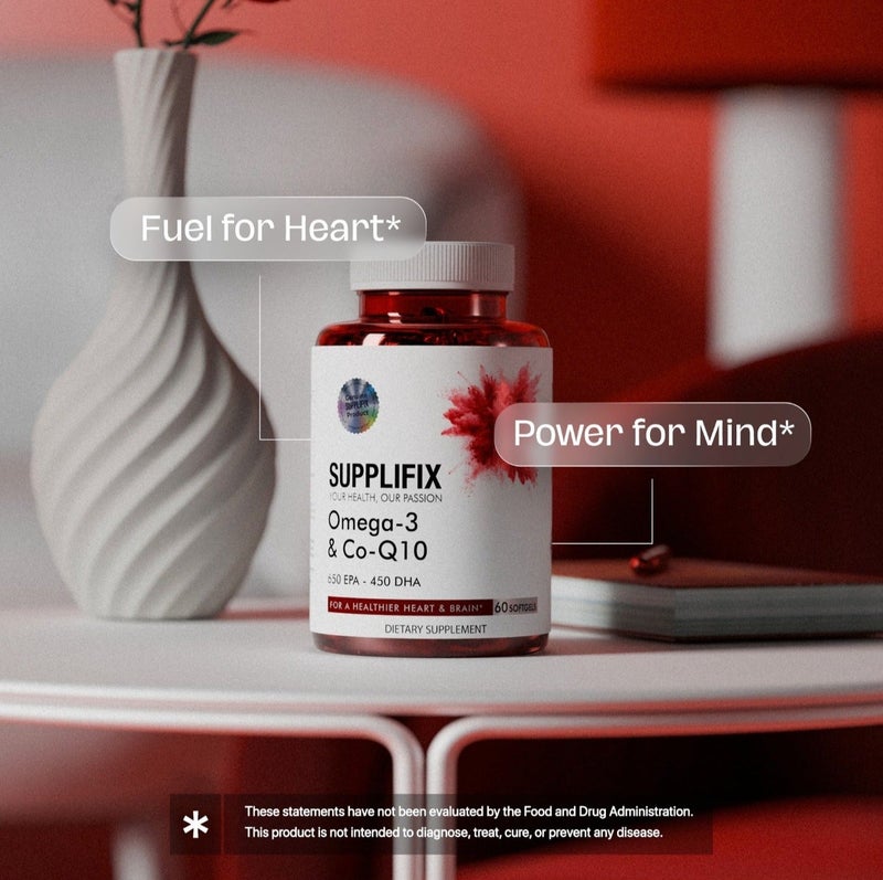 Supplifix Omega 3 & CoQ10 for Heart, Brain & Energy Support, 60 Softgels - Image 2