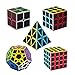 Roxenda Speed Cube Set 5 Pack Magic Cube Bundle of 2x2 3x3 4x4 Megaminx Cube and Pyramid Cube Smoothly Carbon Fiber Sticker Speed Cubes Collection for Kids Teens  Adults - Image 4