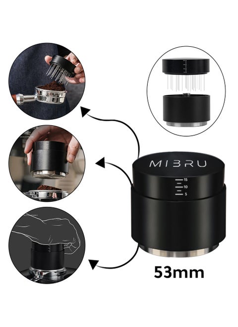 Coffee leveled ripple tamper with needle distributer 53mm