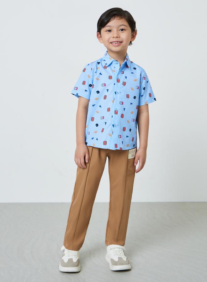 Styli Boys Light Blue Printed Button-Up Shirt - Image 2