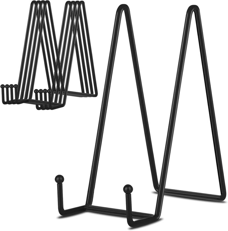 Decolore 8 Inch 5 Pack Black Metal Display Stands Plate Stand Plate Holder Display Stands for Picture, Decorative Plate, Book, Photo Easel, Artistic Work - Image 1