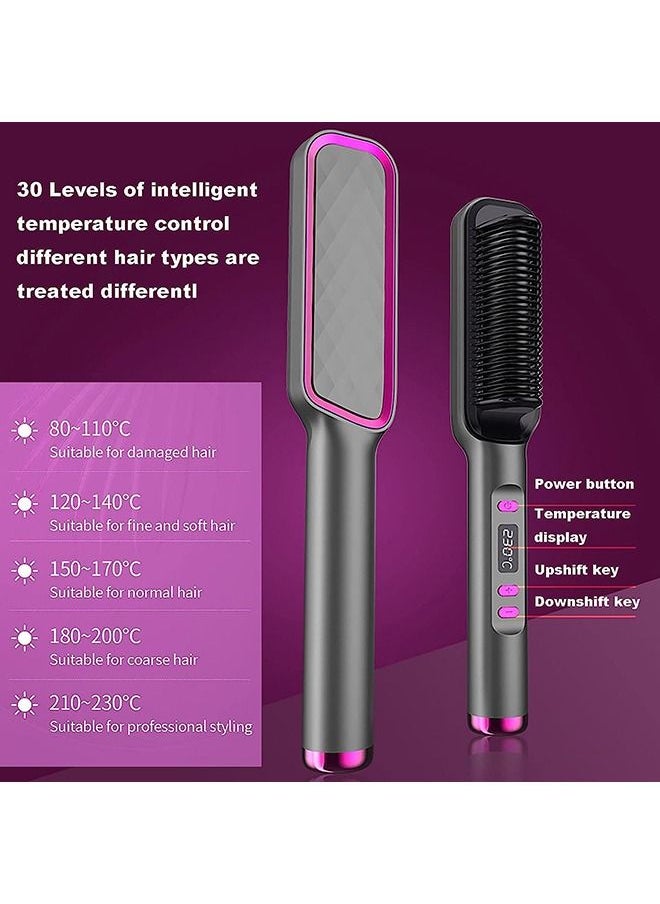 Arabest - Hair Straightener Brush, Built-In Comb Negative Lon Brush with Lcd Display Screen, With Anti-Scald Feature, Free Temperature Regulation & Auto-Off Function for Professional Hair Salon at Home - Image 1