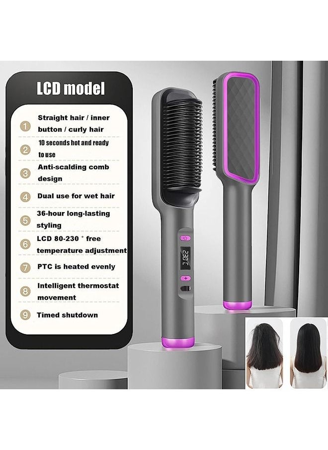 Arabest - Hair Straightener Brush, Built-In Comb Negative Lon Brush with Lcd Display Screen, With Anti-Scald Feature, Free Temperature Regulation & Auto-Off Function for Professional Hair Salon at Home - Image 1