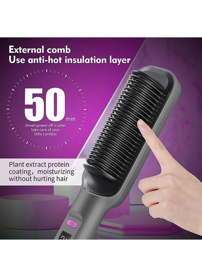 Arabest - Hair Straightener Brush, Built-In Comb Negative Lon Brush with Lcd Display Screen, With Anti-Scald Feature, Free Temperature Regulation & Auto-Off Function for Professional Hair Salon at Home - Image 1