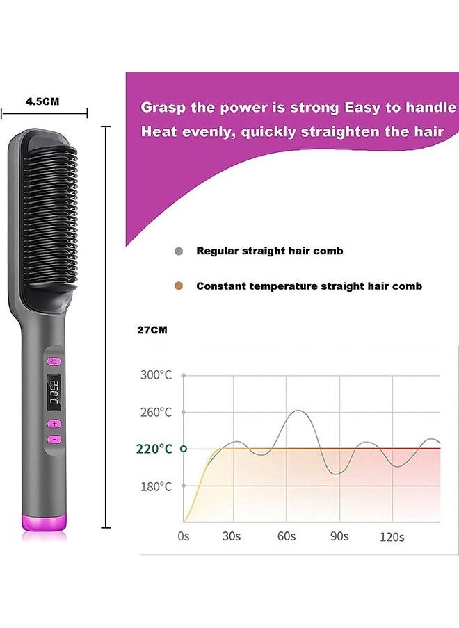 Arabest - Hair Straightener Brush, Built-In Comb Negative Lon Brush with Lcd Display Screen, With Anti-Scald Feature, Free Temperature Regulation & Auto-Off Function for Professional Hair Salon at Home - Image 1