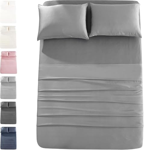 JOMO  Cooling Bed Sheets King Size  Gray 4 Pack  75 Viscose Derived from Bamboo 25 Modal  Cooling Sheets for Hot Sleepers  Ultra Soft  Comfortable with 156 GSM Thick Fabric